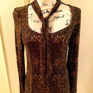 Free People Leopard Print Square Neck Long Sleeve Top!